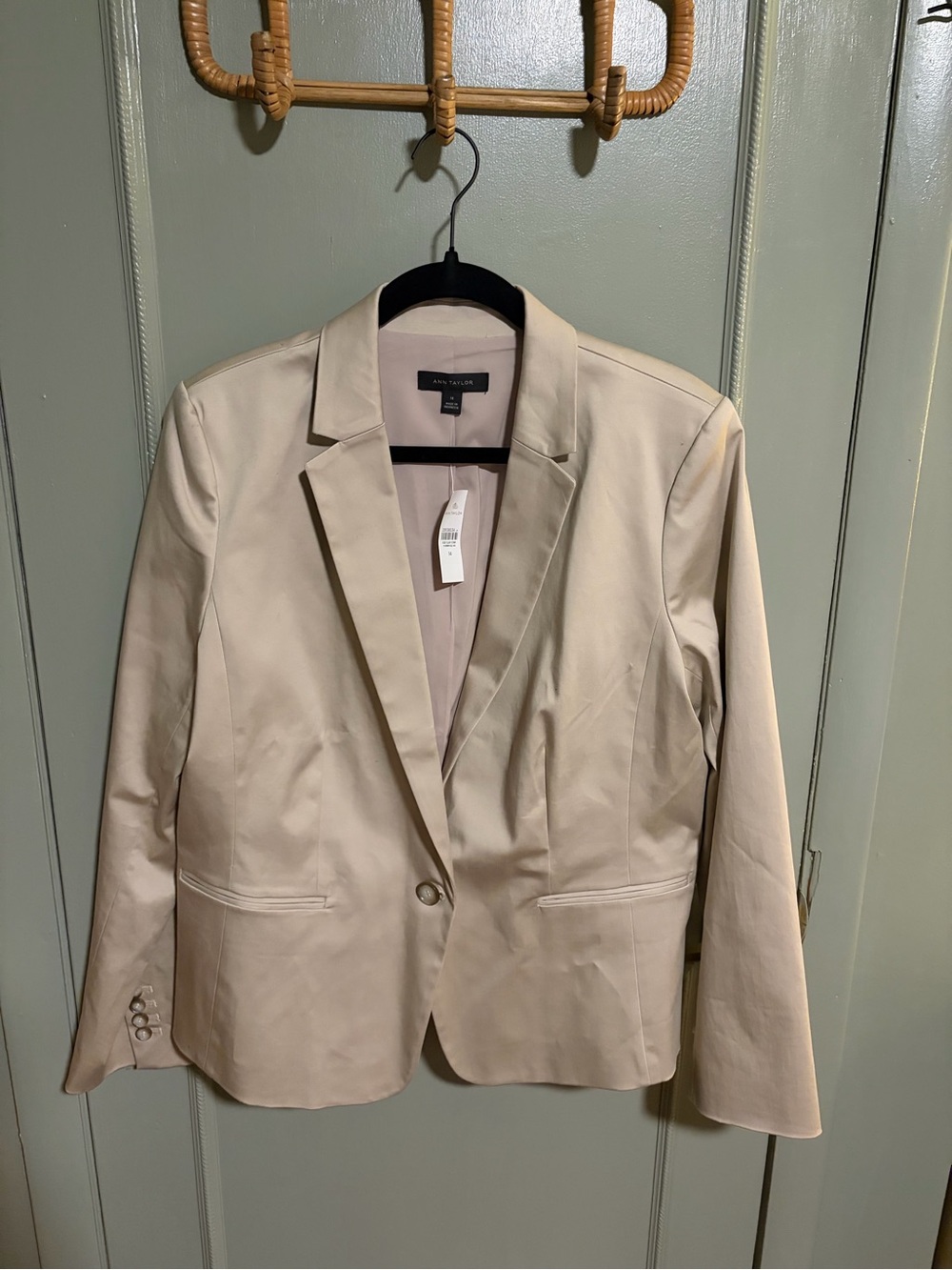 Ann Taylor Beige Single-Button Tailored Blazer